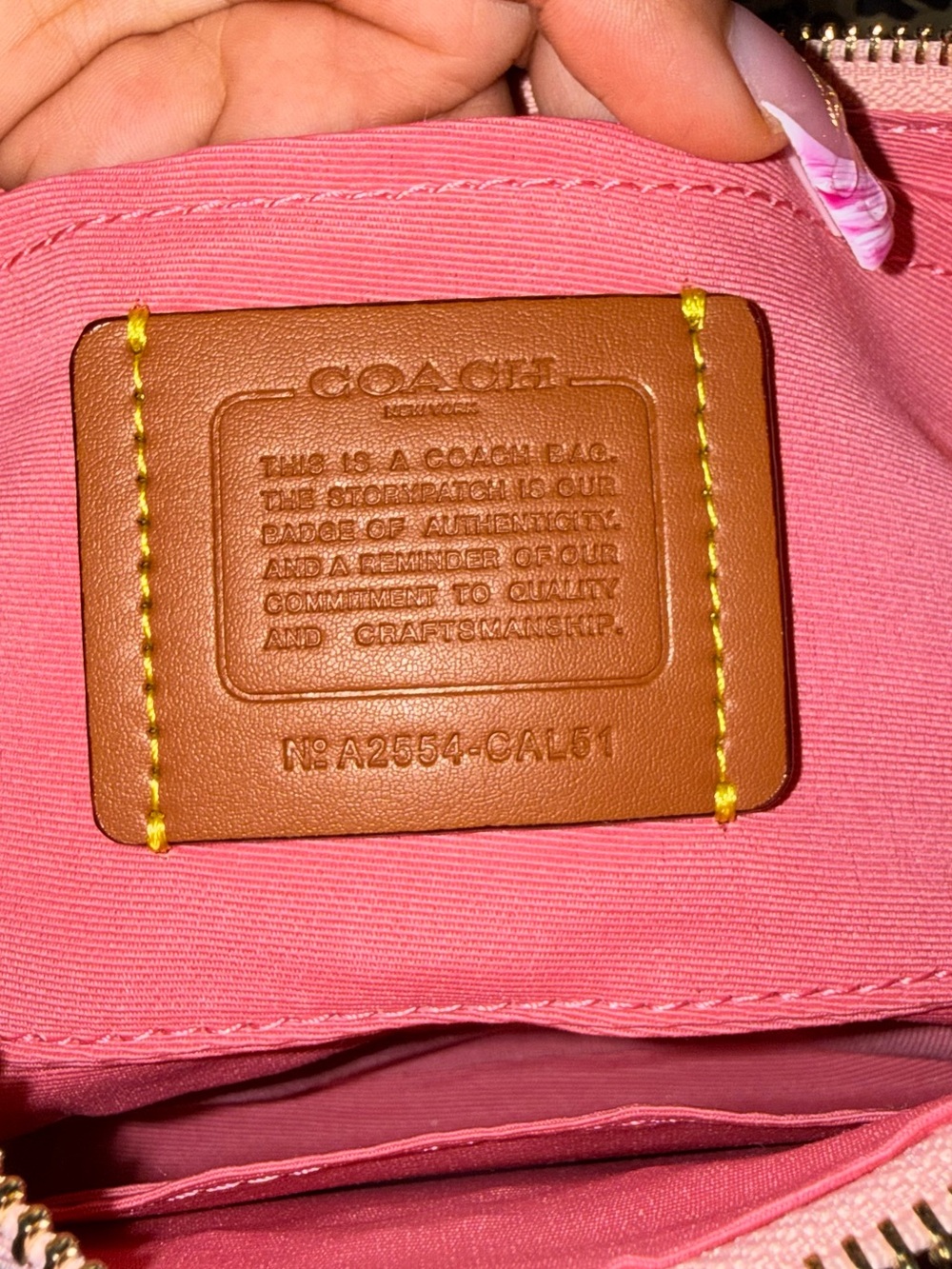 Coach Pink Signature Mini Shoulder Bag with Gold Chain - Picture 9 of 10